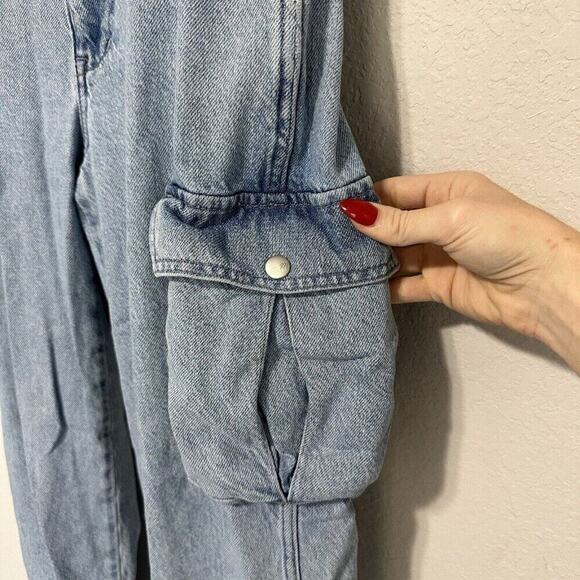 Madewell‎ Low Rise Straight Cargo Blue Jeans Coleman Wash Womens Size 28 Pockets - Picture 7 of 13